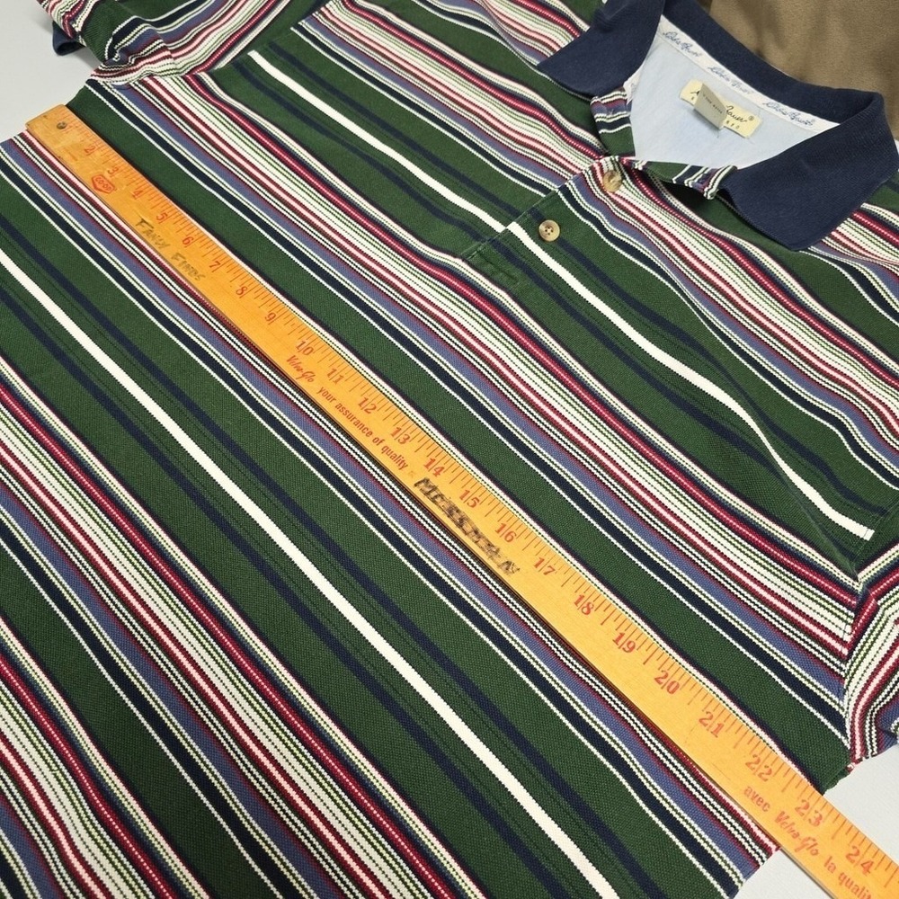 Eddie Bauer Striped Polo Shirt Mens L Green Multicolor Preppy Dadcore Retro - Picture 9 of 11